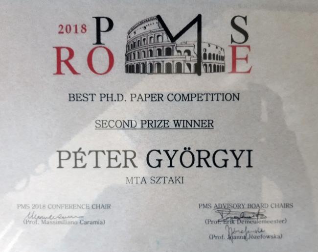 the Second Prize in the 'Best Student Paper Award' in PMS 2018 Conference 
